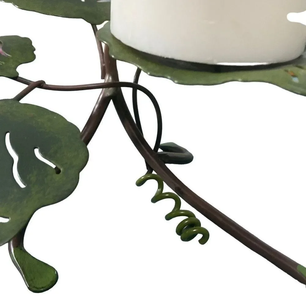 Figi Caleaf-191 Green 5 Leaf Lily Pads Metal Pillar Candle Holder 2000